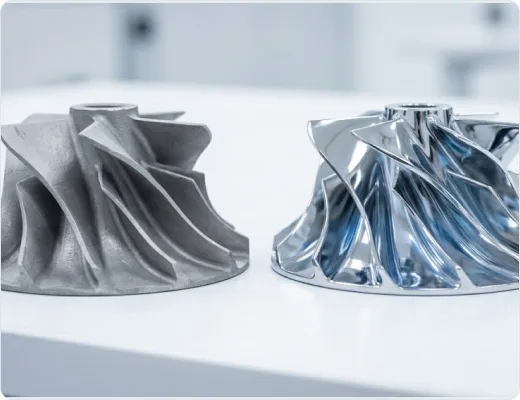 Parts finished by Plasma Electrolytic Polishing, before and after